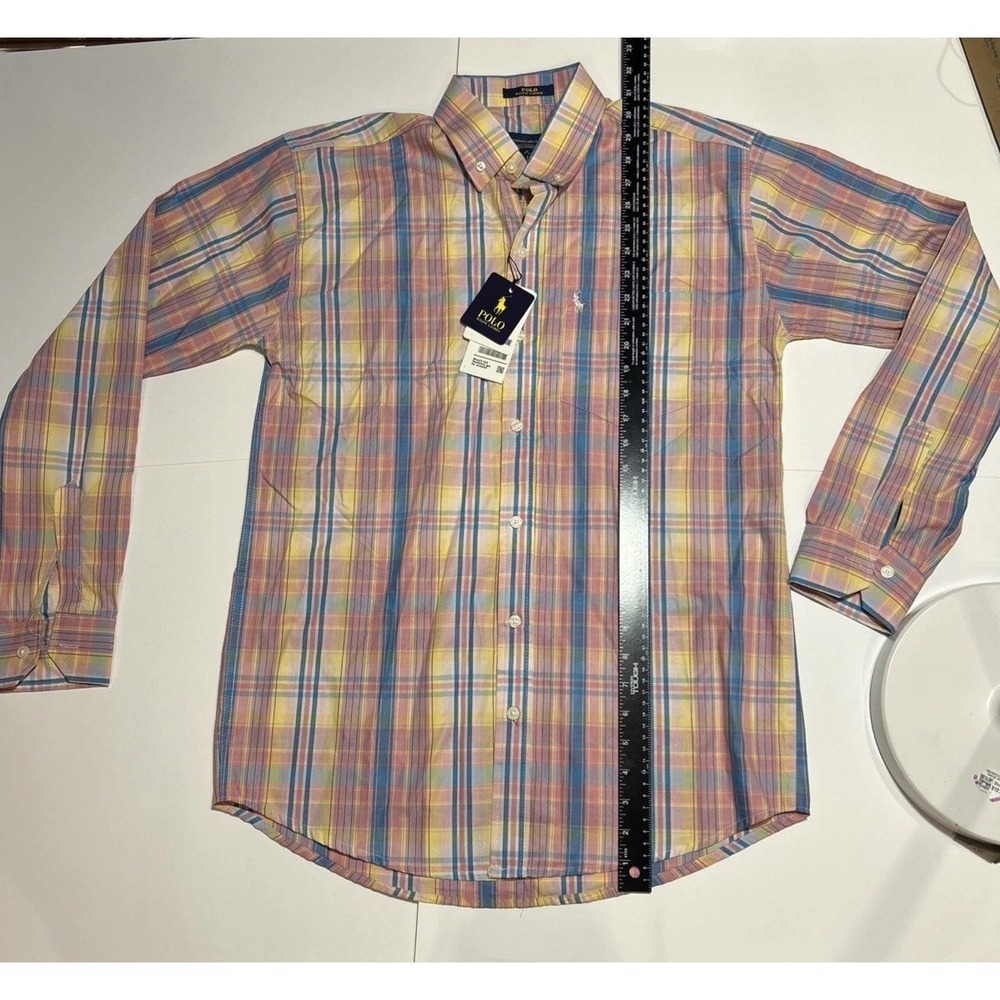 NWT Polo Ralph Lauren Boys Plaid Long Sleeve Button Down Dress Shirt Size XL $65